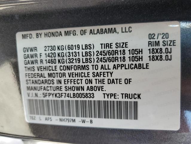 5FPYK3F74LB005833 Honda Ridgeline Rtl