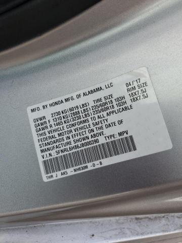 5FNRL6H86JB000390 Honda Odyssey Touring
