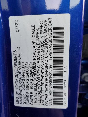 1HGCV2F35NA015799 Honda Accord Sport