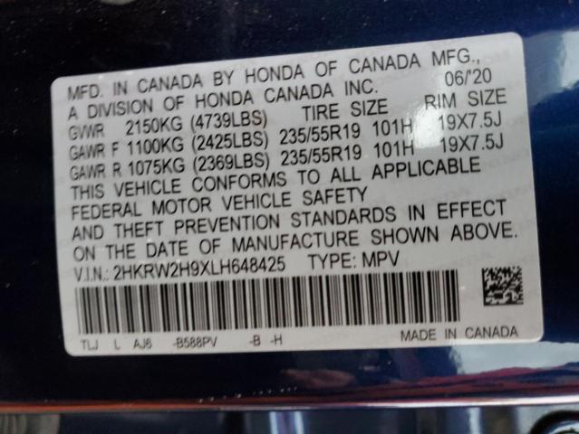 2HKRW2H9XLH648425 Honda Cr-v Touring