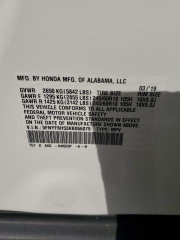 5FNYF6H53KB066079 Honda PILOT EXL
