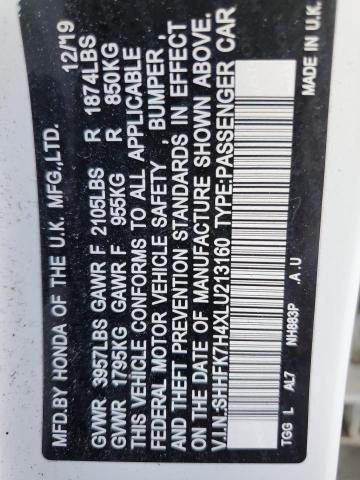 SHHFK7H4XLU213160 Honda Civic Sport