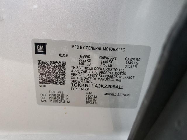 1GKKNLLA3KZ208411 GMC ACADIA SLE
