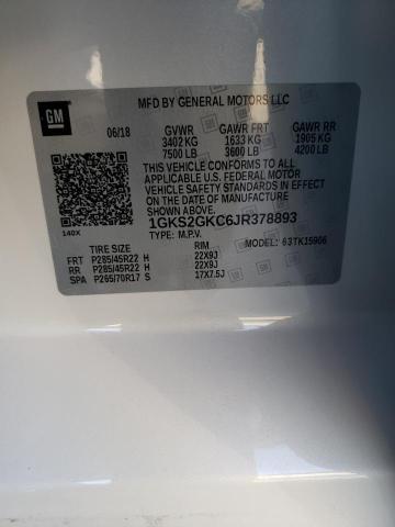 1GKS2GKC6JR378893 GMC Yukon Xl K1500 Slt