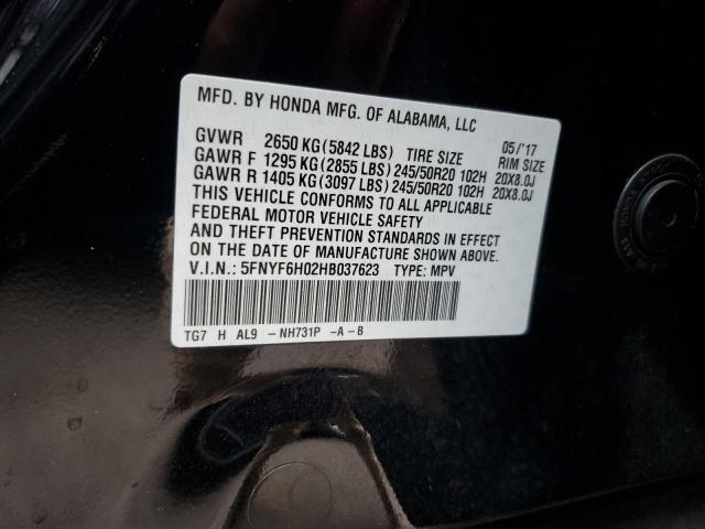 5FNYF6H02HB037623 Honda Pilot Elite