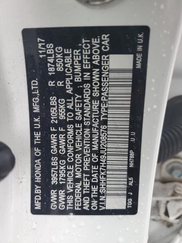 SHHFK7H49JU208576 Honda Civic Sport