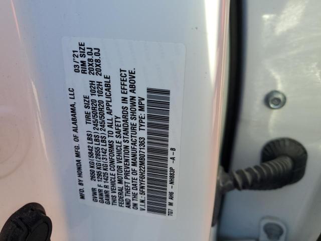 5FNYF6H22MB071363 Honda PILOT SE