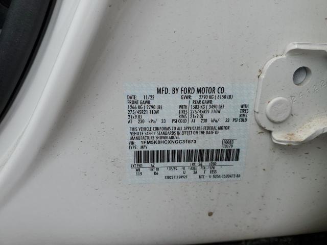 1FM5K8HCXNGC31673 Ford Explorer Platinum