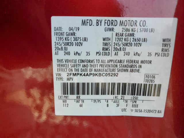 2FMPK4AP9KBC05292 Ford EDGE ST