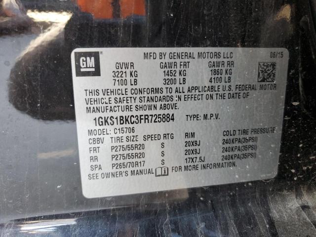 1GKS1BKC3FR725884 GMC YUKON SLT
