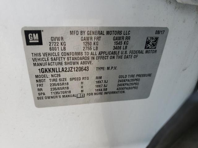1GKKNLLA2JZ120643 GMC ACADIA SLE