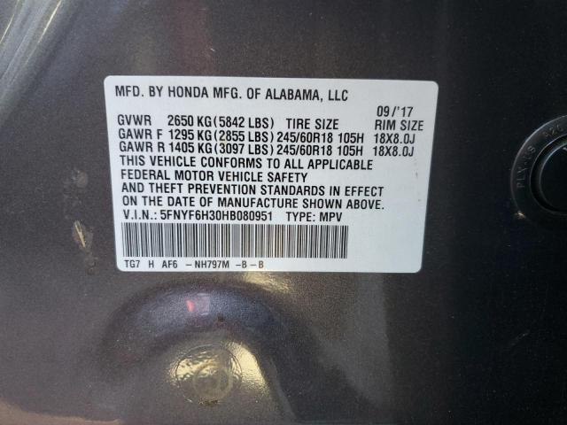 5FNYF6H30HB080951 Honda Pilot Ex