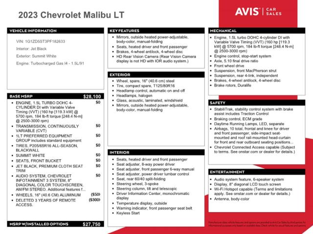 1G1ZD5ST3PF182633 Chevrolet MALIBU LT