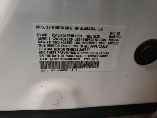 5FNYF5H55JB020939 Honda PILOT EXL