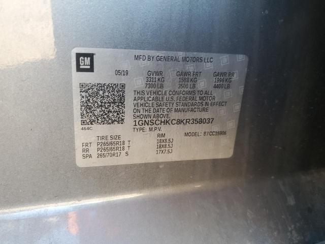 1GNSCHKC8KR358037 Chevrolet Suburban C1500 Lt