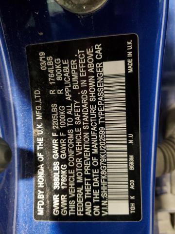 SHHFK8G79KU202599 Honda Civic Type-r Touring