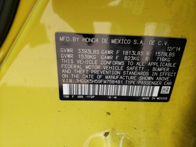 3HGGK5H59FM758481 Honda FIT LX