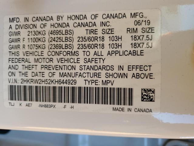 2HKRW2H52KH644929 Honda CR-V EX