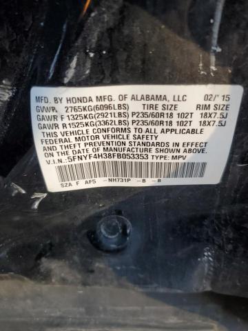 5FNYF4H38FB053353 Honda PILOT SE
