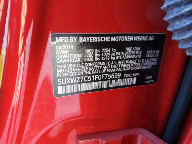 5UXWZ7C51F0F75699 BMW X3 Sdrive28i