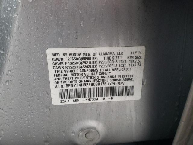 5FNYF4H92FB039176 Honda Pilot Touring