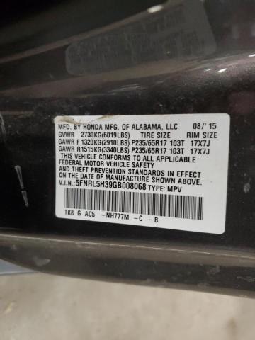 5FNRL5H39GB008068 Honda ODYSSEY SE