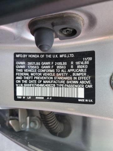 SHHFK7H64MU406228 Honda CIVIC EX