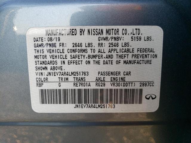 JN1EV7AR4LM251763 Infiniti Q50 PURE