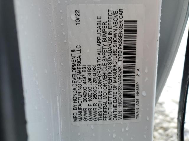 1HGCV3F23NA043243 Honda Accord Hybrid Sport