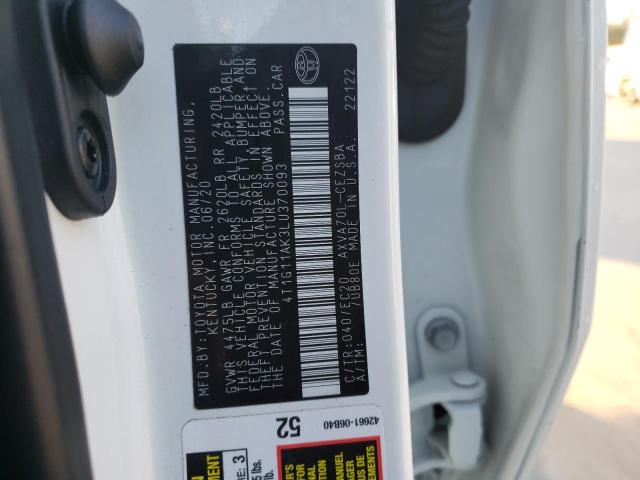 4T1G11AK3LU370093 Toyota CAMRY SE