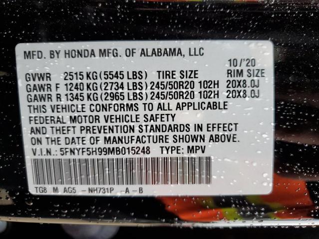 5FNYF5H99MB015248 Honda Pilot Touring