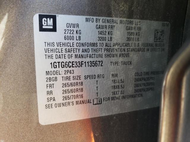 1GTG6CE33F1135672 GMC CANYON SLT