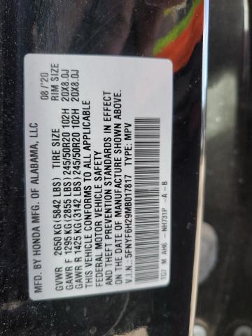 5FNYF6H29MB017817 Honda PILOT SE