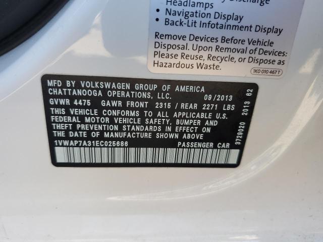 1VWAP7A31EC025686 Volkswagen PASSAT S