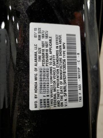 5FNRL5H92FB130256 Honda Odyssey Touring