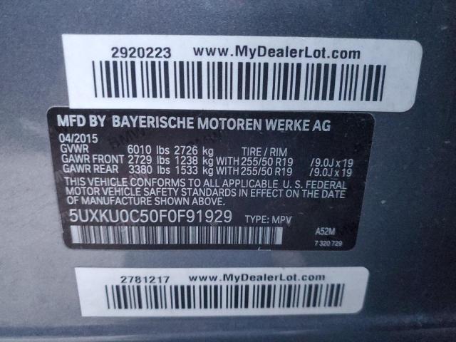 5UXKU0C50F0F91929 BMW X6 Sdrive35i