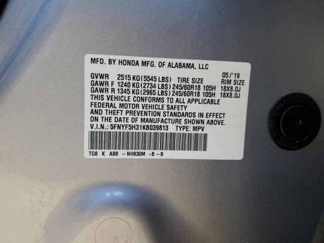 5FNYF5H31KB039813 Honda Pilot Ex