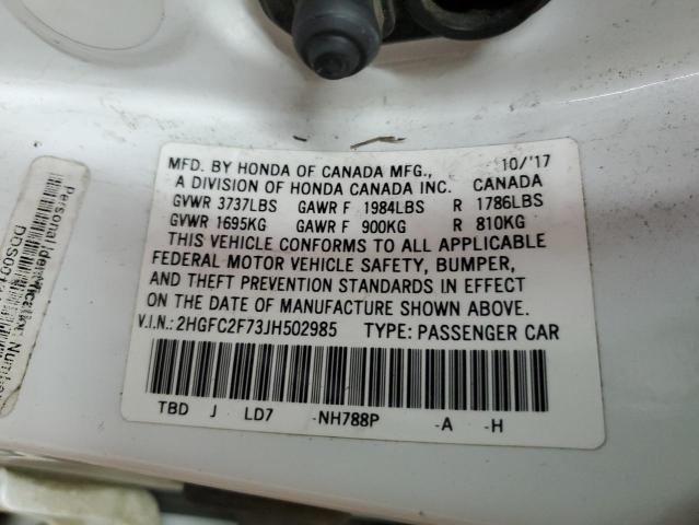 2HGFC2F73JH502985 Honda CIVIC EX