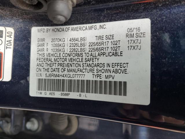 5J6RM4H4XGL077777 Honda CR-V SE