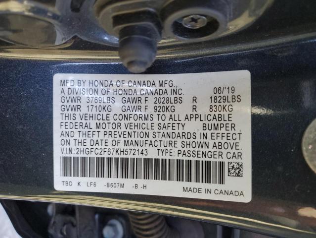 2HGFC2F67KH572143 Honda Civic Lx
