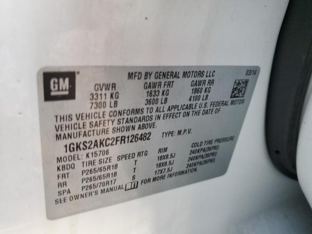 1GKS2AKC2FR126482 GMC YUKON SLE