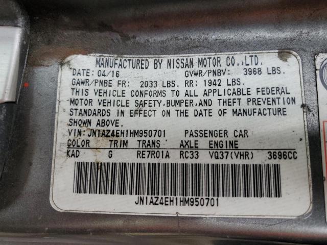 JN1AZ4EH1HM950701 Nissan 370Z BASE
