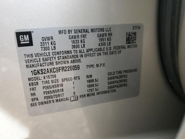 1GKS2AKC9FR226059 GMC YUKON SLE