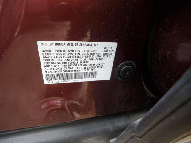 5FNYF8H58KB015298 Honda Passport Exl