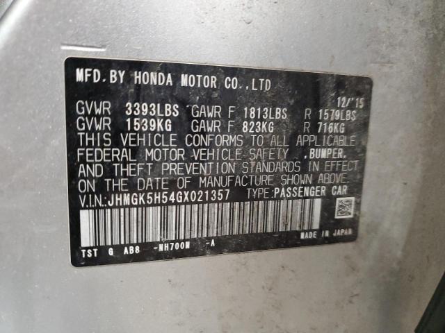 JHMGK5H54GX021357 Honda FIT LX