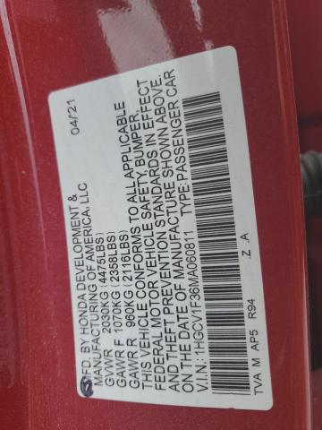 1HGCV1F36MA060811 Honda Accord Sport