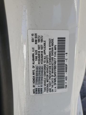 5FNRL5H91FB074617 Honda Odyssey Touring