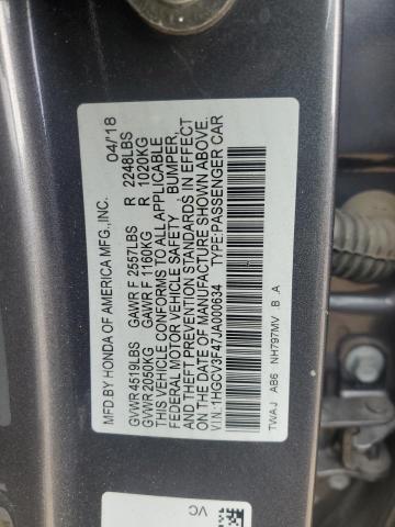 1HGCV3F47JA000634 Honda Accord Hybrid Ex