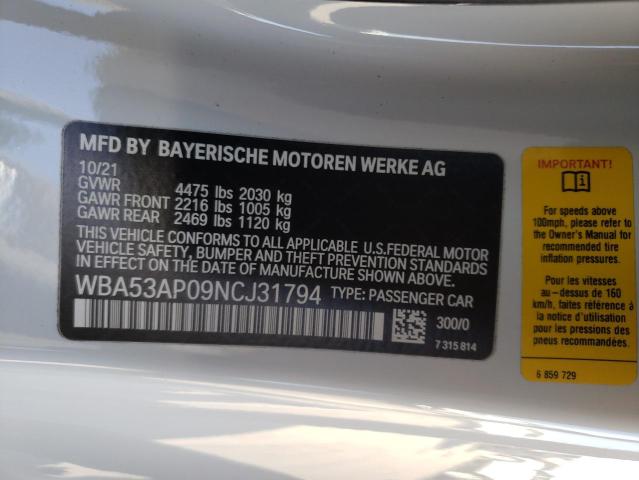 WBA53AP09NCJ31794 BMW 430I