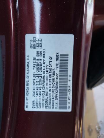 5FPYK3F59HB014582 Honda Ridgeline Rtl